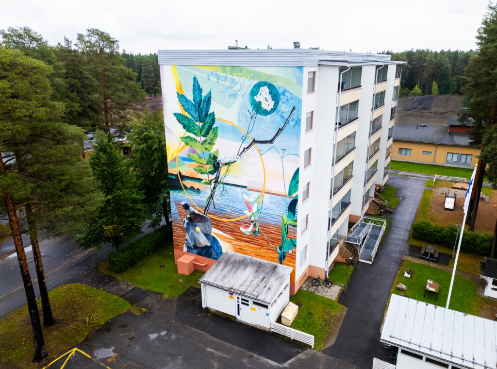 Kuva Fabio Petanin seinämaalauksesta Myllyojalla, Oulussa. Kuvan on ottanut Juha Niemelä