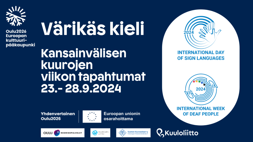 Kuvituskuva tapahtumalle Värikäs kieli, kansainvälisen kuurojen viikon tapahutmat 23.-28.9.2024