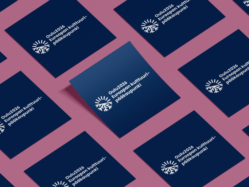 Oulu2026 kulttuuripääkaupunki logo sinisellä taustalla