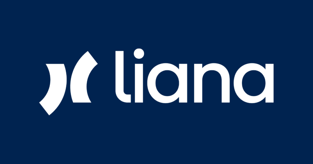 Liana-logo tummansinistä taustaa vasten