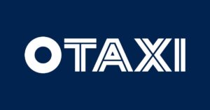 Otaxi-logo sinisellä taustalla
