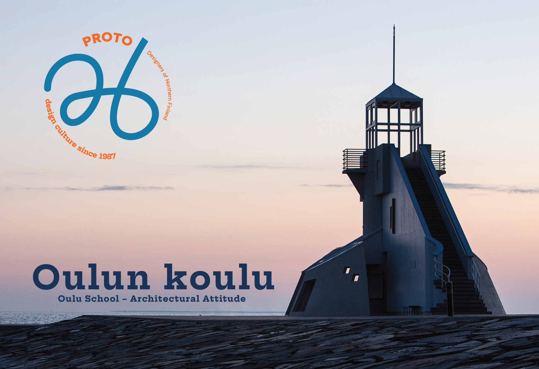Oulun koulun arkkitehtuuria: Nallikarin majakka on rakennettu vuonna 1988 ja sen suunnittelivat Reijo Niskasaari, Kari Niskasaari, Jorma Öhman ja Kyösti Meinilä Arkkitehtitoimisto NVØ:sta. Valokuva Kati Leinonen. Graafinen suunnittelu Tuomas Mujunen.