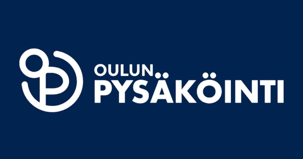 Oulun Pysäköinti logo sinisellä taustalla