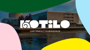 Kuvassa Kotilo-logo ja taustalla Oulun kaupungin kirjasto